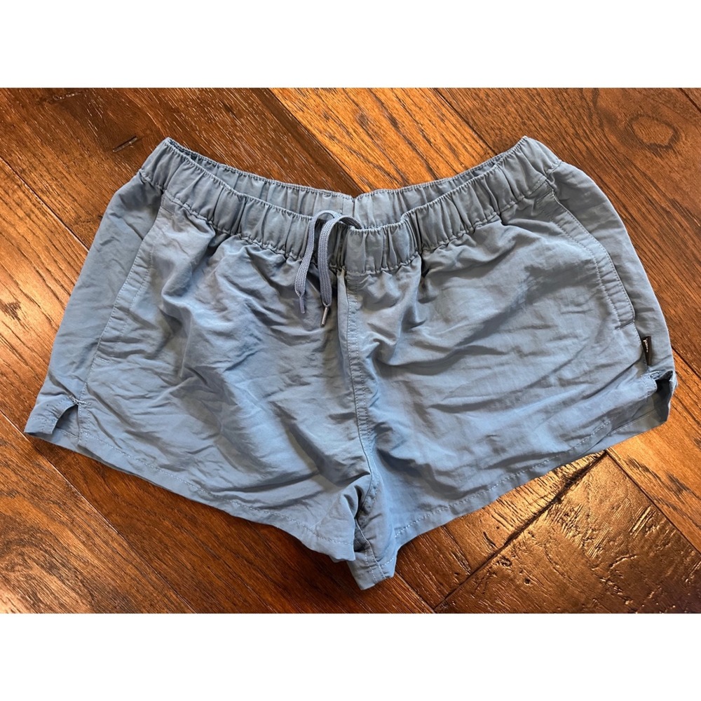 Patagonia Baggies Shorts Womens Medium Blue Grey Recycled Nylon Elastic Waist